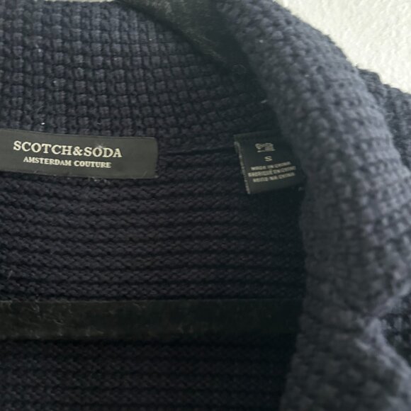 Scotch and Soda Amsterdam Couture Structured Waffle Knit Blazer in Navy/Brown - Picture 7 of 9